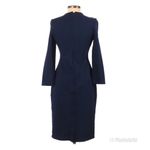 New SABIE Long Sleeve Navy Blue Knit Midi Dress Sheath Office Career‎ Medium Photo 1
