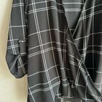 Liliana Black and White Plaid Wrap Blouse Photo 1