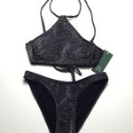 Wild Fable  Swimsuit Women's Size XS Black Metallic 2 Piece Bikini Swimwear Photo 3