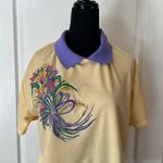 VINTAGE PASTEL YELLOW PREPPY COUNTRY CLUB COLLARED SWEATER TOP Size M Photo 2