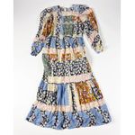 Sea NY NEW Sea New York Sydney Patchwork Long Sleeve Tiered Multi Print Maxi Dress M Photo 0