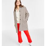 Women’s Checkered Car Coat On 34th Macy’s size XXL Tan Cream Brown Black Photo 1