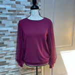 HARLOWE & Graham women sweatshirt top puff tule sleeves sz M Size M Photo 2