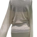 Cache Gold Knit Metallic Peek A Boo Faux Wrap Top New Banded Bottom NWT $98 Photo 13
