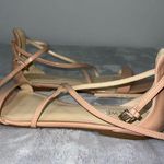 Nine West Sandals Flat Strappy "Dollfaced" Pink Nude Cross Straps 8 Photo 3