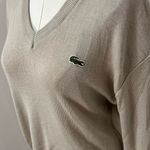 Lacoste popover lighweight sweatshirt tan Logo V neck Unisex chic size 7 Size M Photo 1