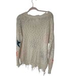 Main Strip  Cream V-Neck Sweater with Star Patterns Photo 1