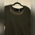 White Stag  Black Cotton Long Sleeve Crew Neck Pullover Bedazzled Orange Size XL Photo 2