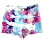 American Eagle Size 0 Denim Shorts Handmade Tie Dye Distressed Raw Hem 1136 Blue Photo 0