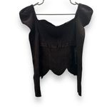 Elliatt RTR Cassie Lace-Trimmed Metallic Ribbed Knit 3/4 Sleeve Top Sz L Photo 3