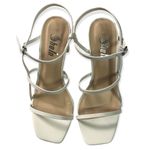 SheIn White Faux Leather Square Open Toe Strappy Heels Photo 2