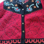 Icelandic Designs Wool Jacket Sweater Holiday Winter M Knit Black Red Vintage Size M Photo 6