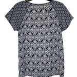 Loft Ann Taylor Floral Print Casual Top Colorblock Shortsleeve Crewneck Women XS Black Photo 7