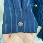 Vintage Whirlaway Frocks women's navy blue striped double breasted pantsuit 16P Photo 1