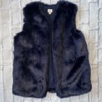 A New Day women S open front sleeveless faux fur vest navy blue Photo 5