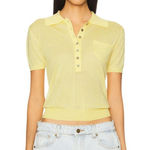 LIONESS  Untamed Short Sleeve Top in Butter Yellow Small New Womens Knit Photo 0