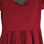 Say Anything Womens Y2K Top Size XL Red Short Sleeve Peplum Jeweled Scoop Neck Photo 3