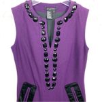 Etcetera  Beaded Neckline Sleeveless Wool Sheath Pockets Black Purple Size 2 Photo 10