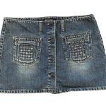 American Eagle Mini Denim Skirt Low Rise Button Front Y2K 8 10 Photo 0