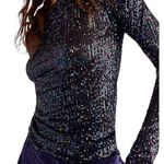 Free People NWT! Gold Rush Sparkle Long Sleeve Sequin Top - Size Medium Photo 2