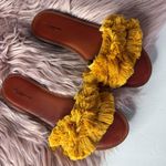 American Eagle Fuzzy Fringe Slide Sandals Yellow Size 9 Photo 0