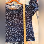 Michael Kors M Navy Pale Blue Giraffe Print 3/4 Sleeve Top Photo 6