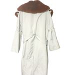 Staud Mint Green Fir Collar Belted Puff Sleeve Trench Coat Removable Collar Size L Photo 8