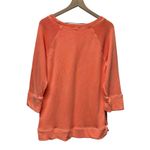 J.Crew Sweater Women Sz L Orange Crewneck Terry Sweatshirt 3/4 Sleeve Coastal Photo 1