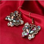 Bohemian Women Butterfly Rhinestone Charm Hook Earrings Photo 2