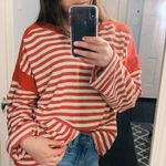 ZARA Red And White Striped Sweater Photo 0