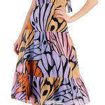 Sam Edelman  Butterfly Tiered High Neck Midi Dress Lavender Multi 4 Photo 0