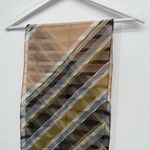 Vintage Multicolor Diagonal Stripe Long Rectangle Scarf Sheer Polyester Blue Photo 2