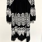 White Mark XL Black White Dress 3/4 Statement Bell Sleeve Lace Trim Boho Glam Photo 1