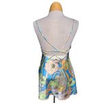 ZARA  Blogger Fav Retro Mod Floral Satin Strappy Open Back Micro Mini Dress M Photo 2