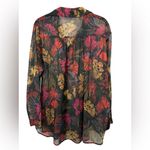 Sadie & Sage Floral Sheer Among the Stars Women's Top NWT Black Size L Photo 1