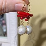 Natural Baroque Freshwater Pearl Agate Earrings White Photo 4