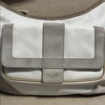 Ecco White and Grey Leather and Suede Shoulder Bag Photo 3