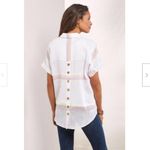 Soft Surroundings  Light-as-air Top Striped Gauzy White Button Down Back Photo 1