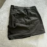 Good American  Size 10/30 A-Line Button Front Mini Skirt Dark Olive Green Denim Photo 2