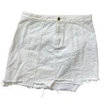 Lily Rain Women's White 100% Cotton Raw Asymmetrical Hem Jean Mini Skirt Sz Med Photo 0
