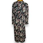Downeast Womens Black Velvet Floral Long Sleeve Button Midi Dress sz S Cottage Photo 2
