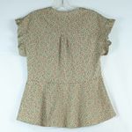 Monteau Green Floral Faux Wrap Front Short Sleeve Blouse Womens Size: XL Photo 1