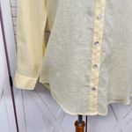 Chico's Chico’s Linen Lace Shoulder Button Up Tunic Shirt Butter Yellow Small Photo 5