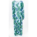 Unbranded Mesh Long Open Front Tropical Swim Cover Up Kimono Cardigan Large Green Photo 1