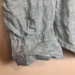 Tahari  Women’s Linen Green Mother of Pearl Button-Up Long Sleeve Shirt Photo 4