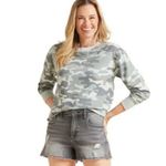 Spiritual Gangster Sweater Womens Small Mazzy Camo Sweatshirt Crewneck Raw Hem Photo 2