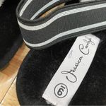 Jessica Carlyle Black/White Stripes Faux Fur Elastic Slingback Slides Slippers 9 Photo 11