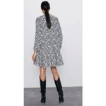 ZARA  Claris Back & White V-Neck Long Sleeve Ruffle Hem Women’s Mini Dress Size M Photo 4