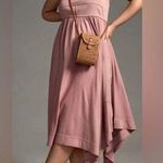 Anthropologie Daily Practice Asymmetrical A-Line Midi Dress Handkerchief Mauve L Photo 0