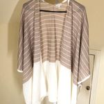 Garnet Hill  NWOT Women's Striped Linen Wrap Poncho Cream Brown One Size Photo 6